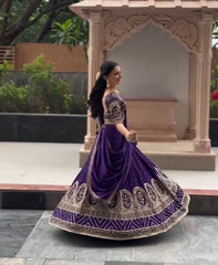 Purple Color Embroidery Heavy Work  Lehenga Choli