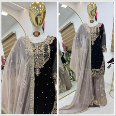 Glimmering Georgette Green Color Sharara Suit