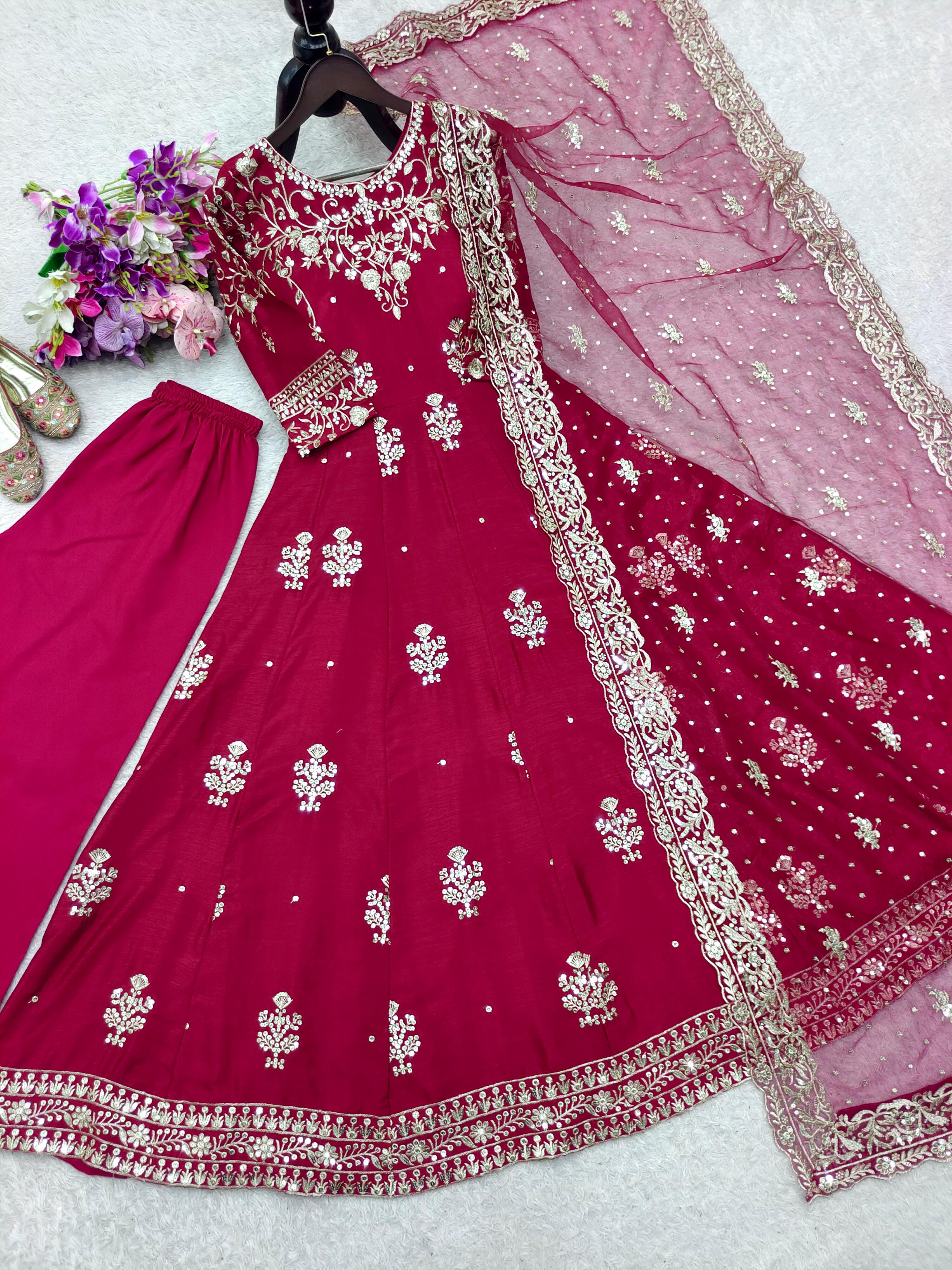 Ravishing Pink Color Sequence Work Gown