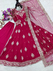 Ravishing Pink Color Sequence Work Gown