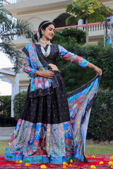 Preferable Digital Print Black Color Lehenga Choli