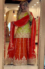 Trendy Green Georgette Sequence Work Palazzo Suit
