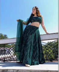 Sparkling Green Color Embroidery With Sequence Work Lehenga Choli