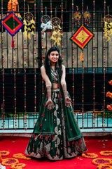 Sparkling Green Color Silk Function Wear Lehenga choli