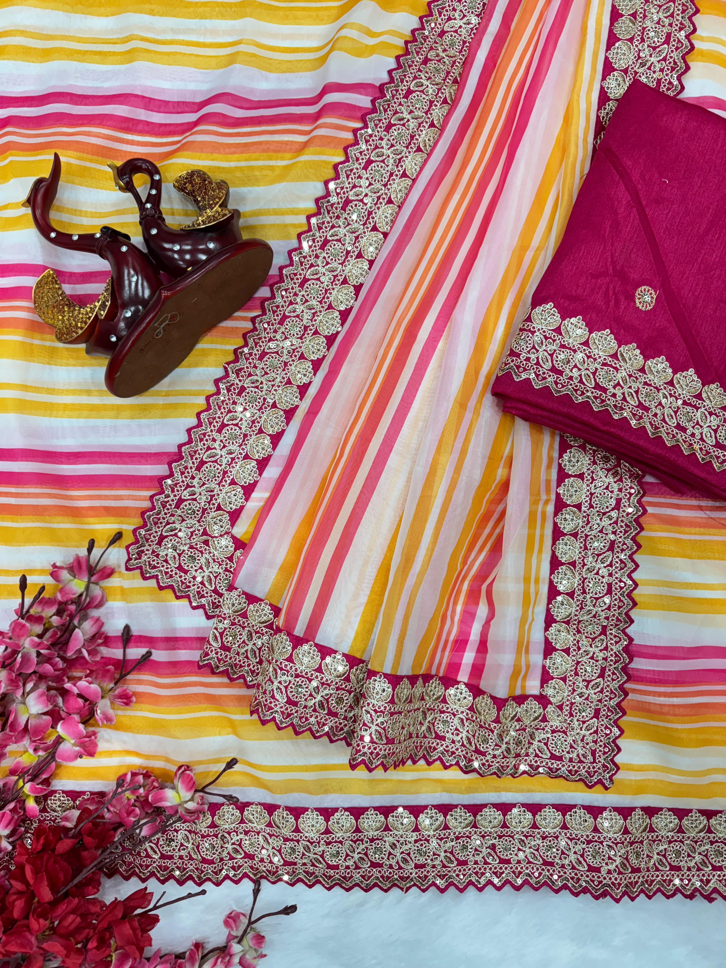 Exclusive Pink Tabby Silk Cording Work Saree