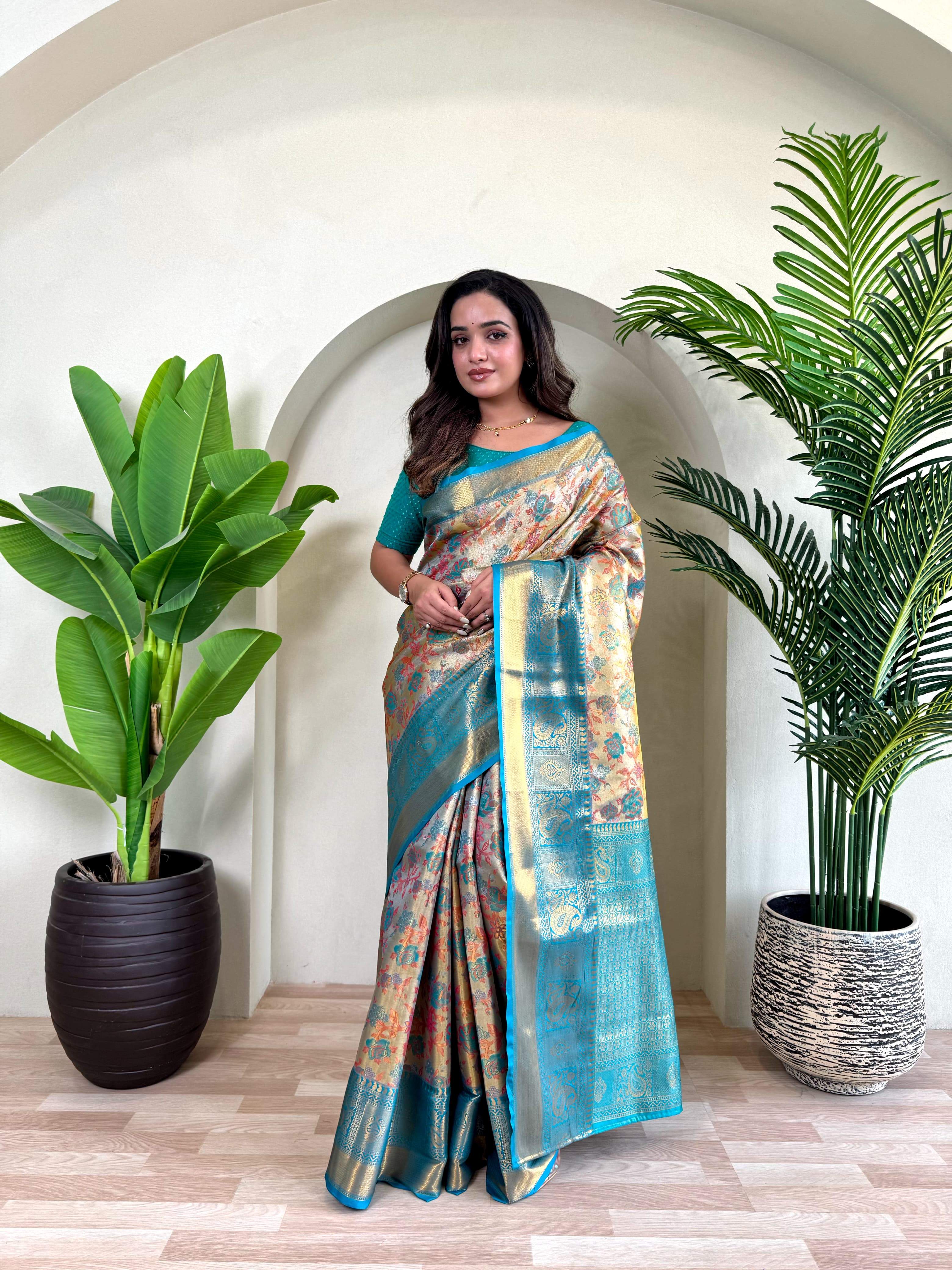 Festival Wear Trendy Orange Silk Zari Saree