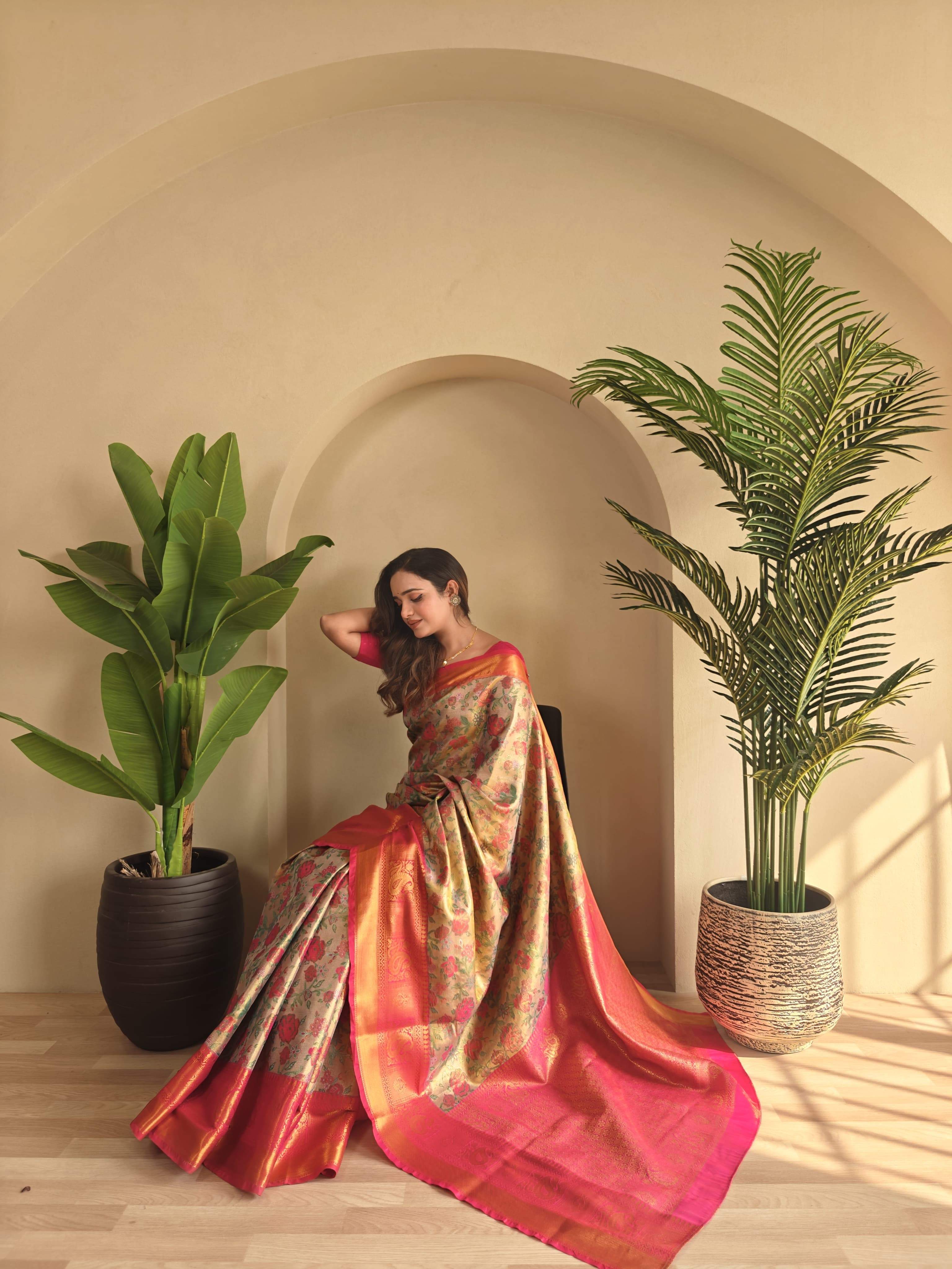 Festival Wear Trendy Orange Silk Zari Saree