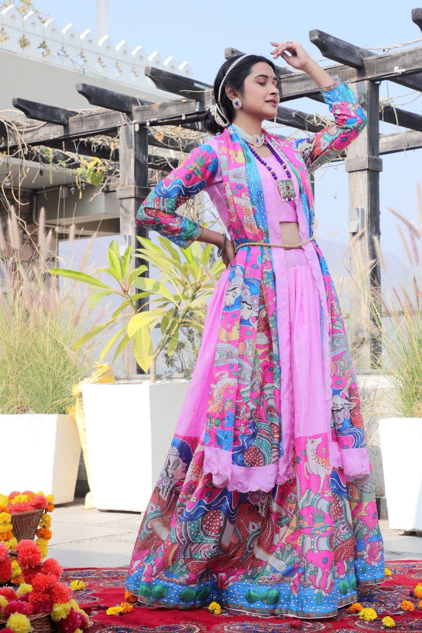 Preferable Digital Print Pink Color Lehenga Choli
