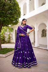Gorgeous Red Color Chanderi Bandhej Lehenga Choli