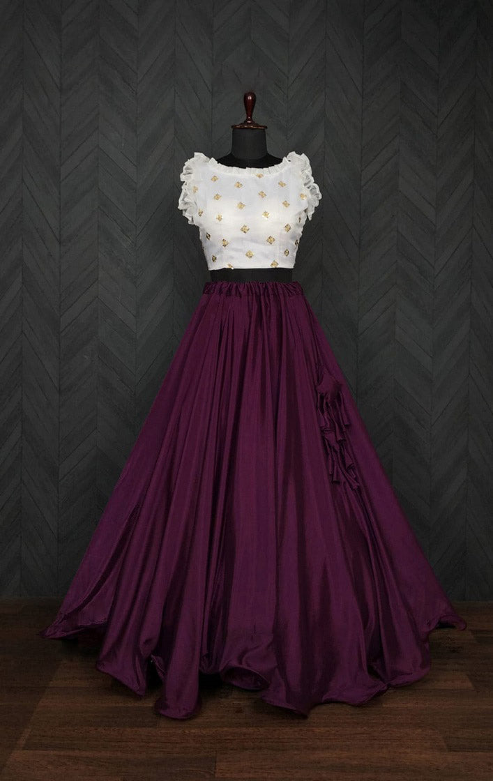 Dori Pattern Wine Color Lehenga With Work Blouse