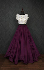Dori Pattern Wine Color Lehenga With Work Blouse