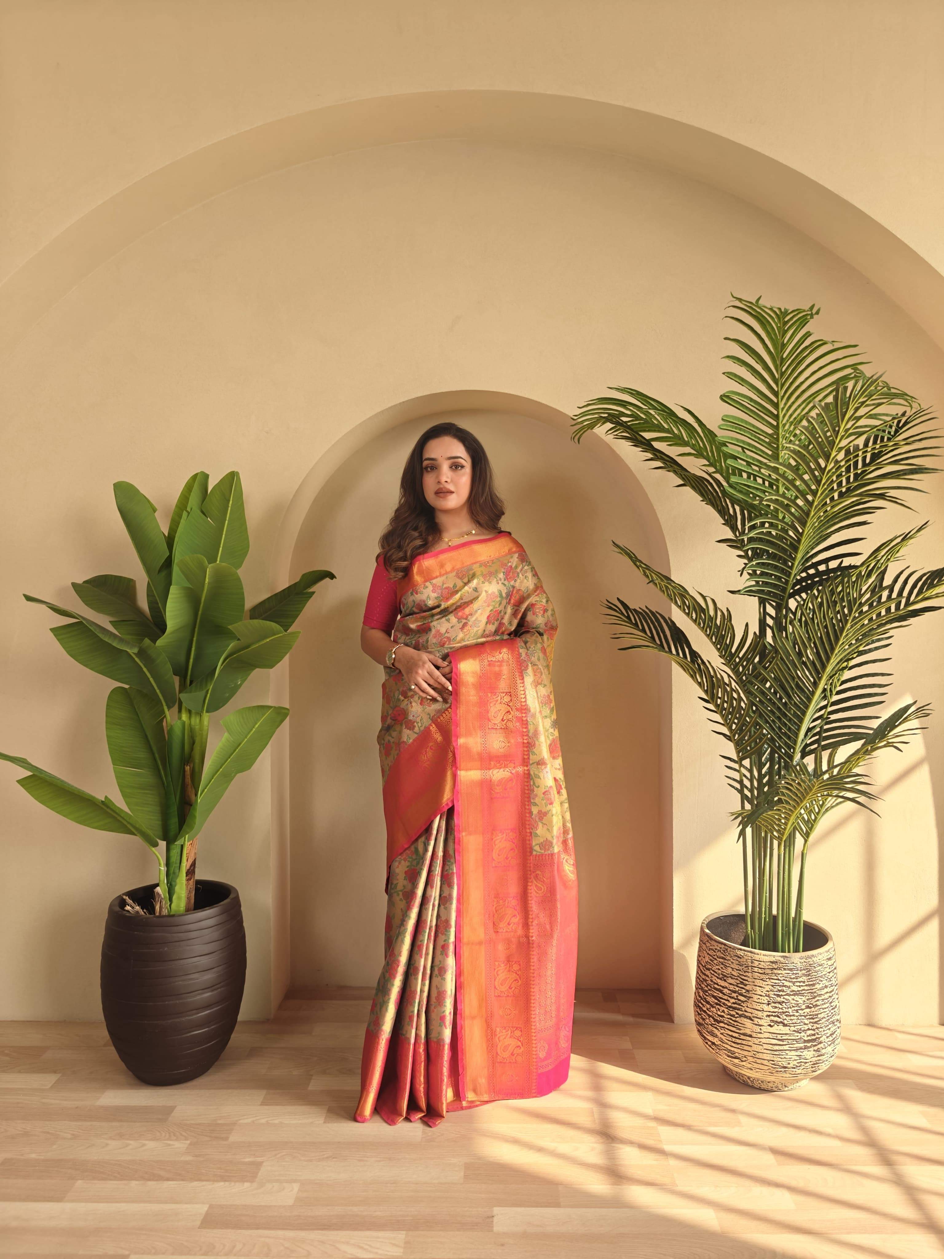 Festival Wear Trendy Orange Silk Zari Saree