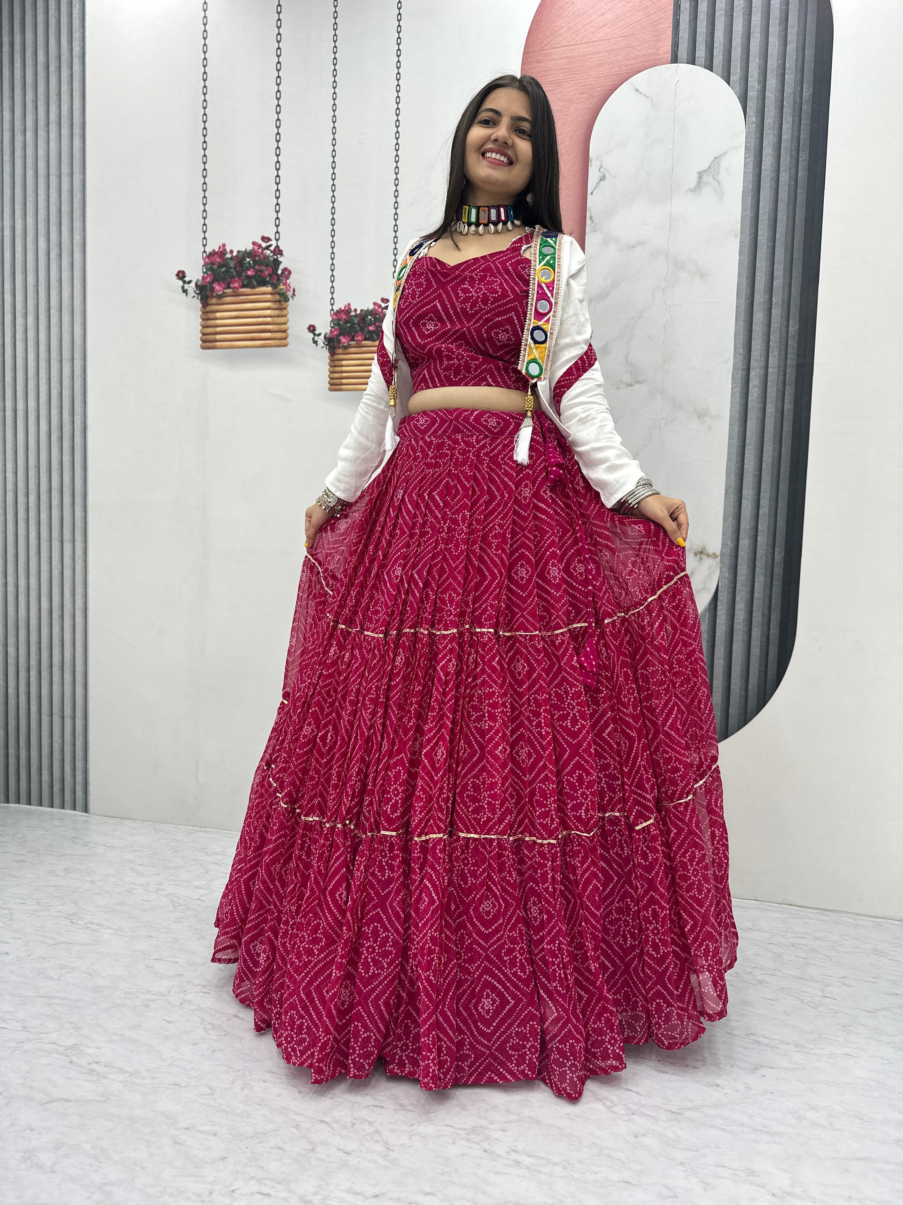 Ravishing Red Georgette Ribbon Work Lehenga Choli