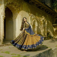 Glorious Blue Color Mirror Work Lehenga Choli
