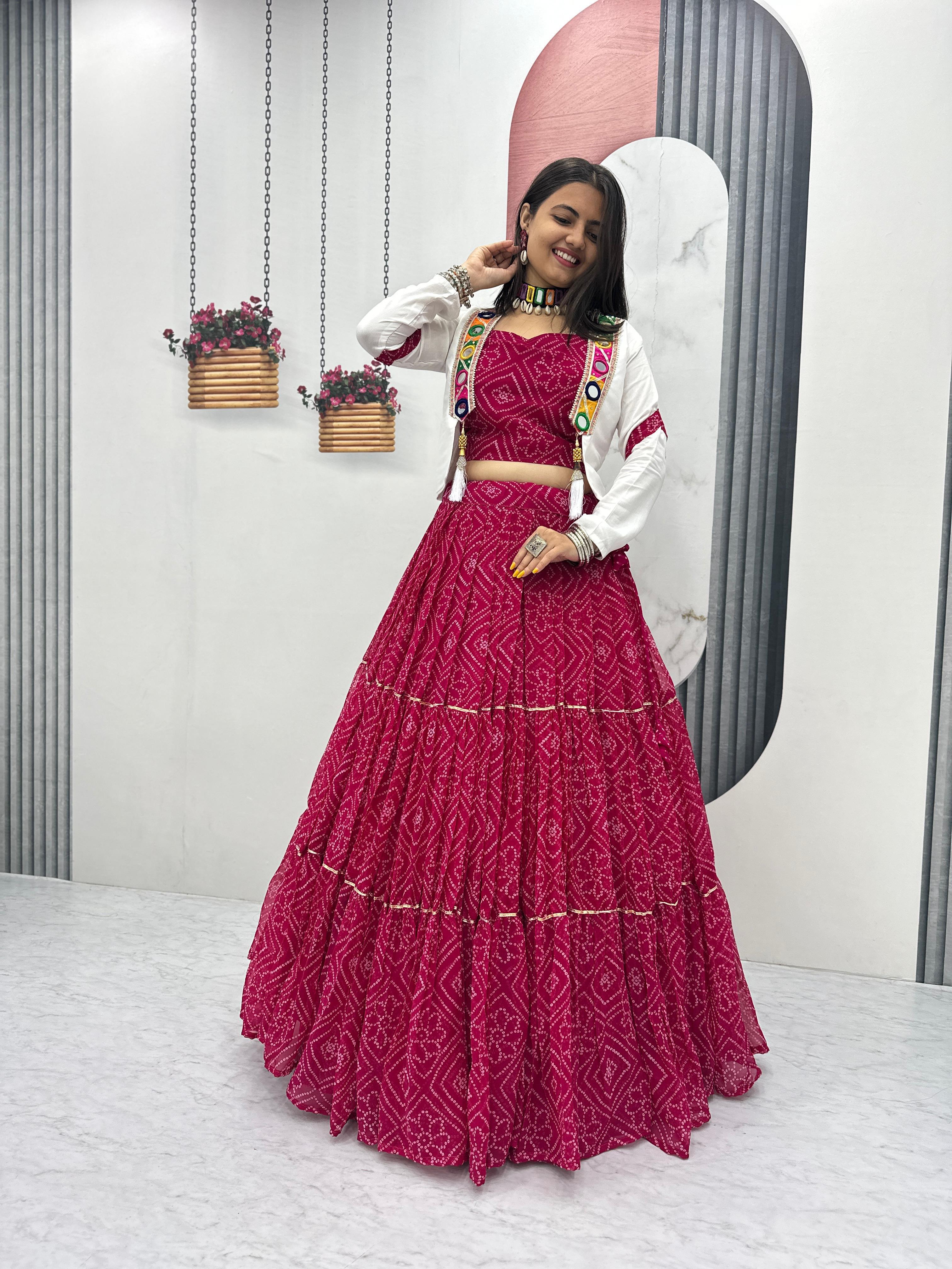 Ravishing Red Georgette Ribbon Work Lehenga Choli