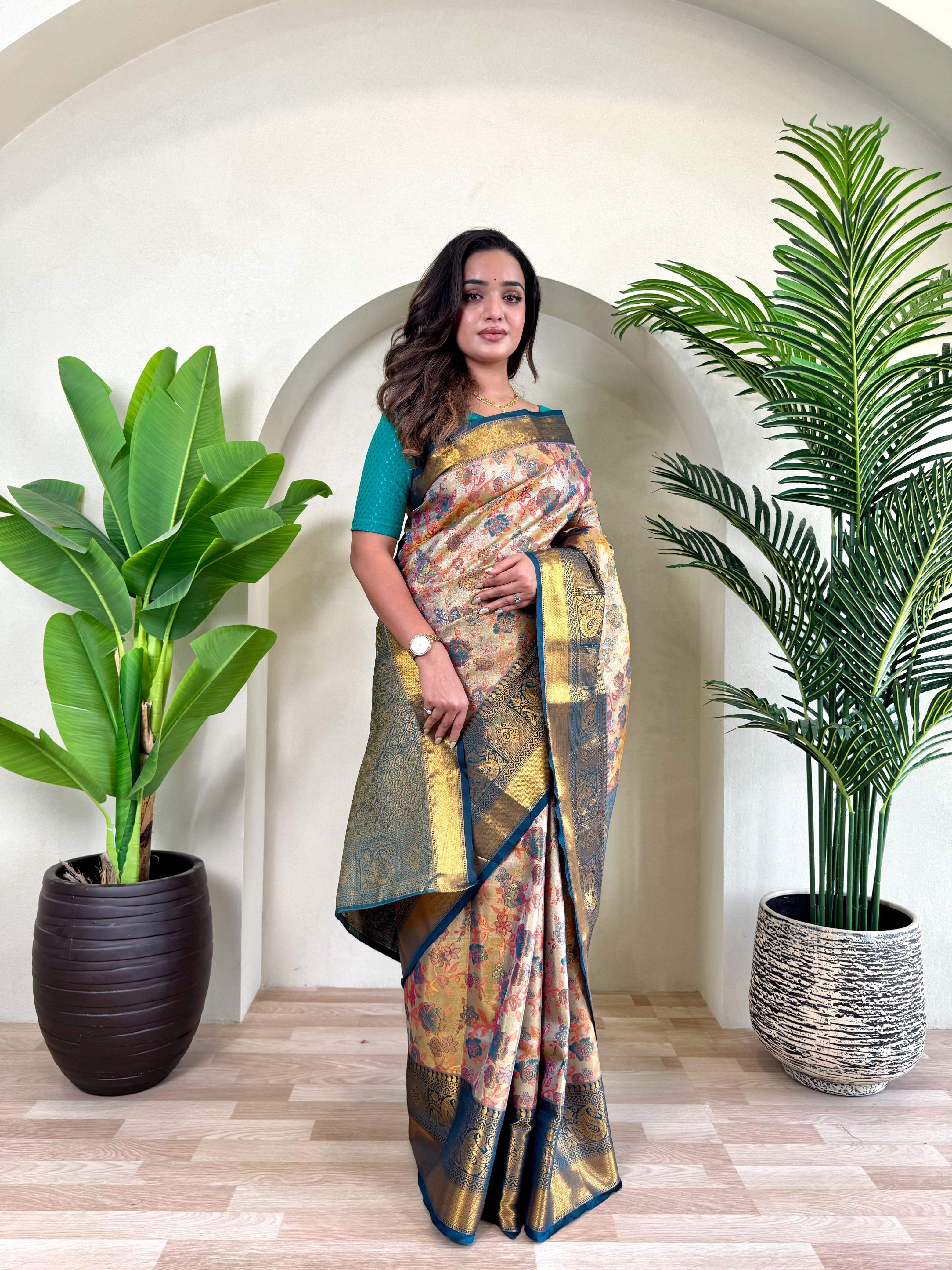 Festival Wear Trendy Orange Silk Zari Saree