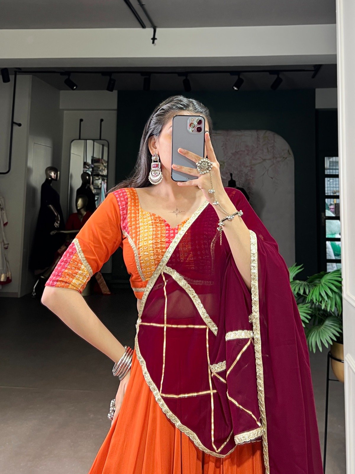 Trendy Orange Color Sequence Work Lehenga Choli