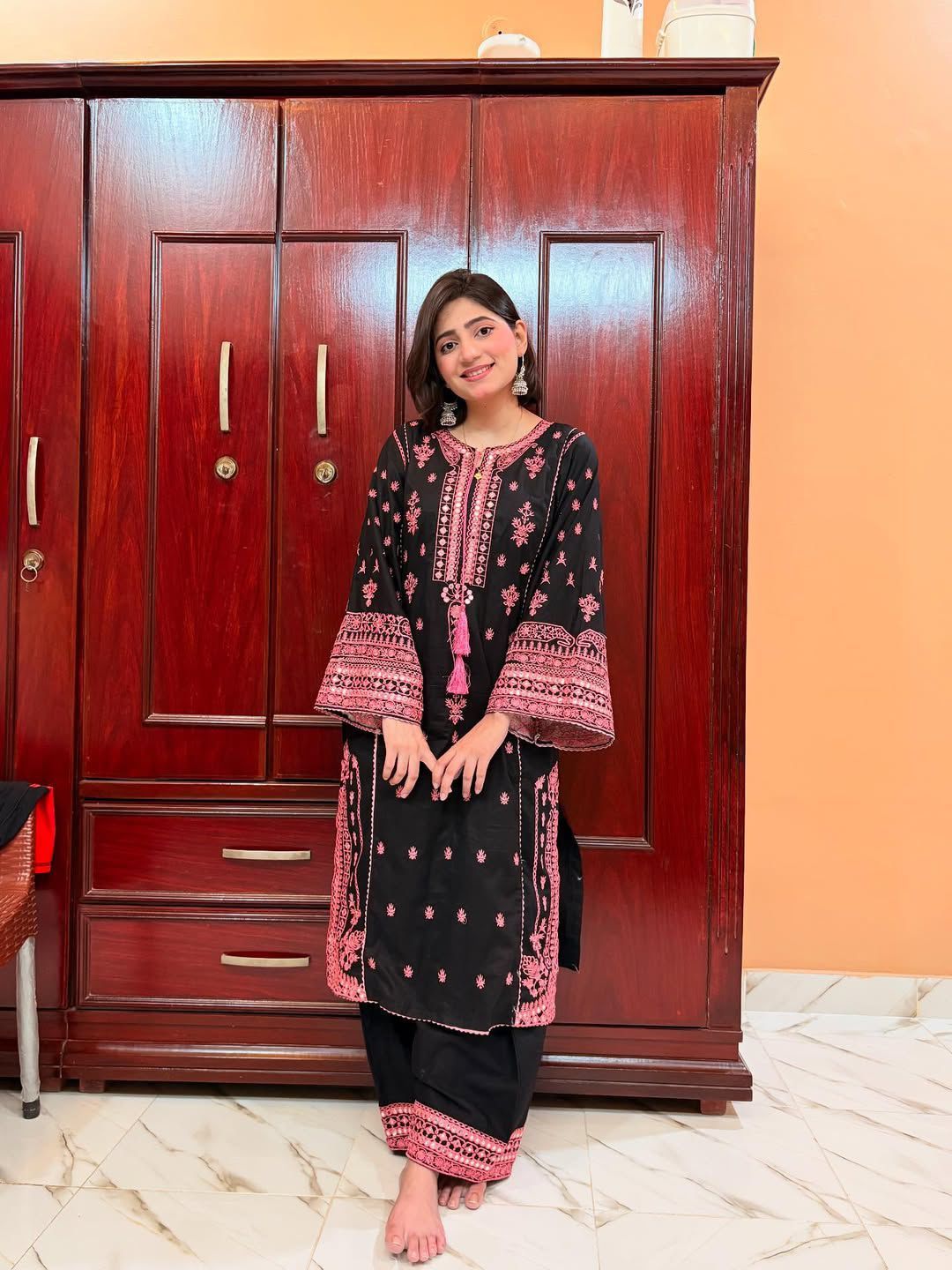 Ravishing Black Color Embroidery Work Palazzo Suit