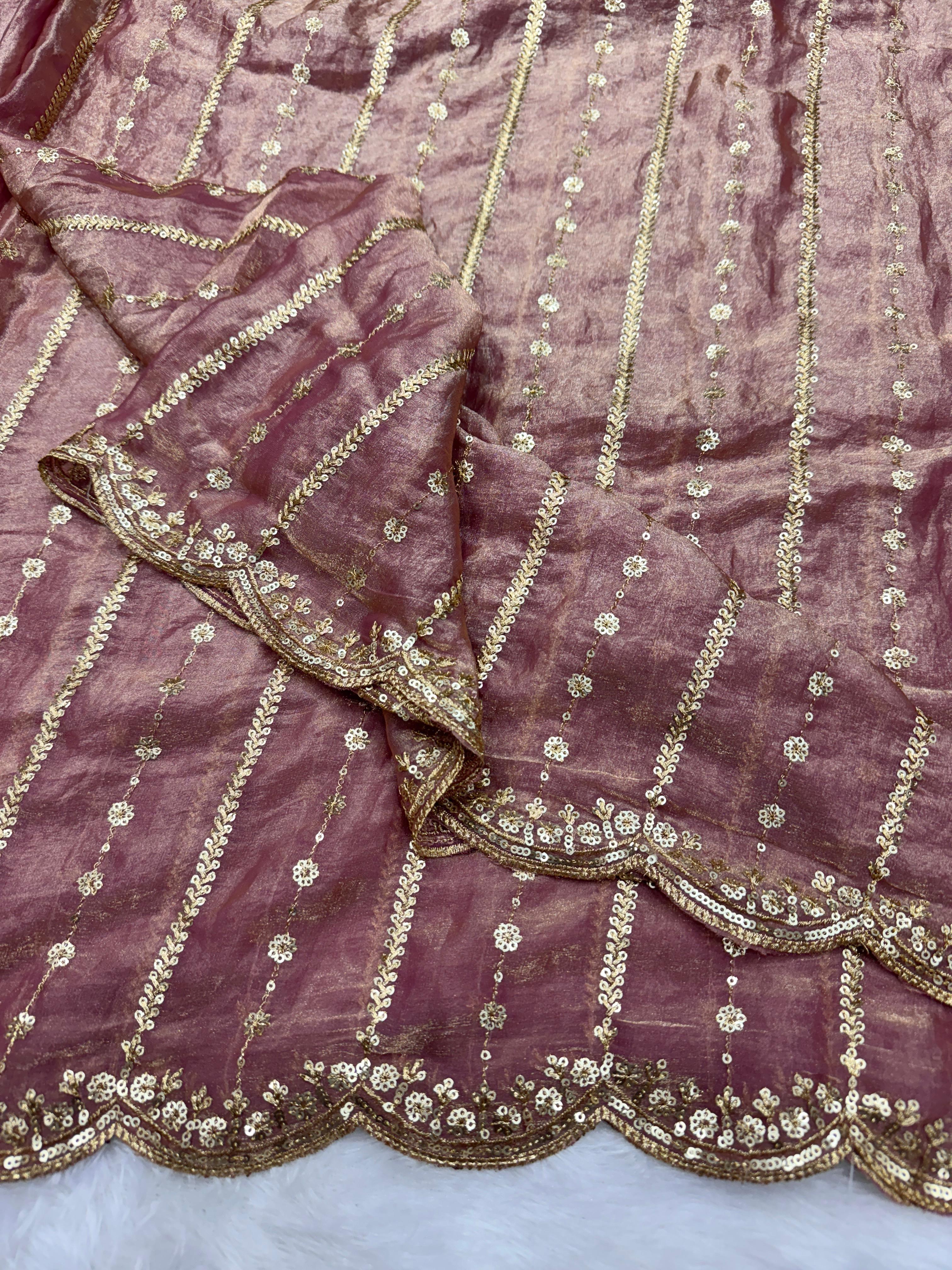 Trendy Red Color Sequence Silk Saree