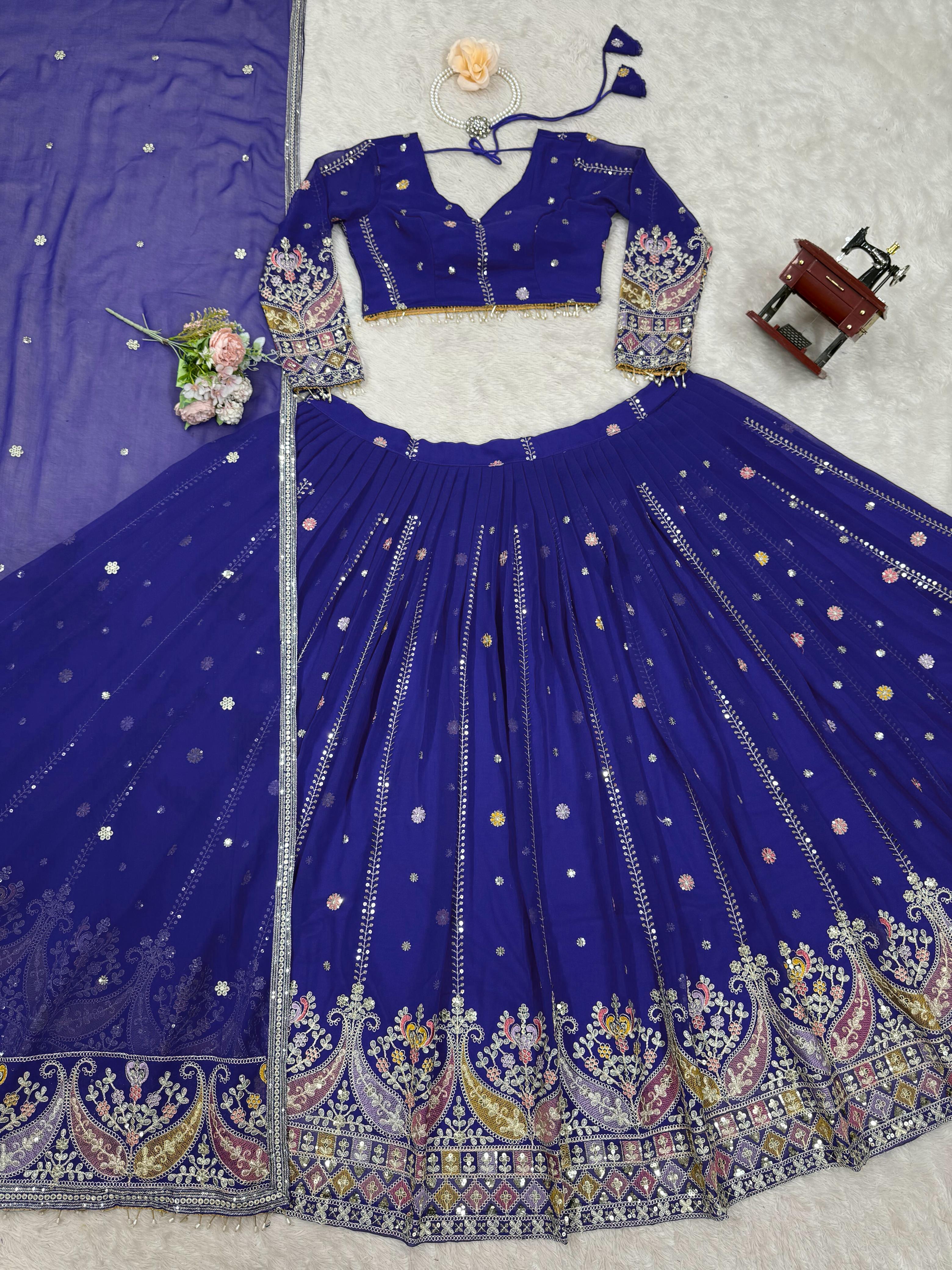 Glorious Pink Georgette Embroidered Heavy Work Lehenga Choli
