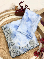 Ravishing Sky Blue Color Embroidery Work Silk Saree