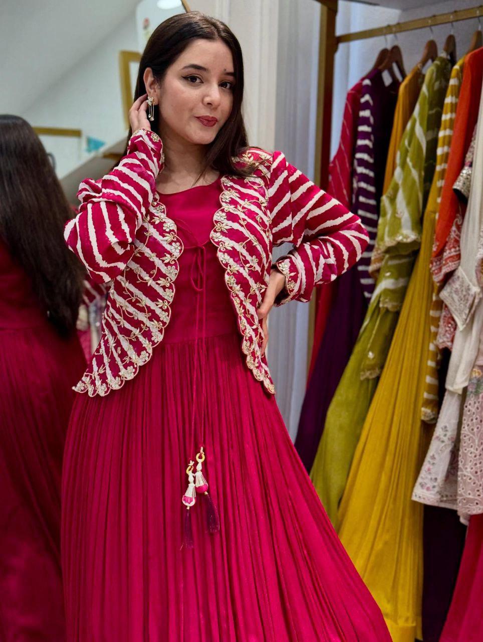 Awesome Pink Georgette Embroidery Sequence Gown