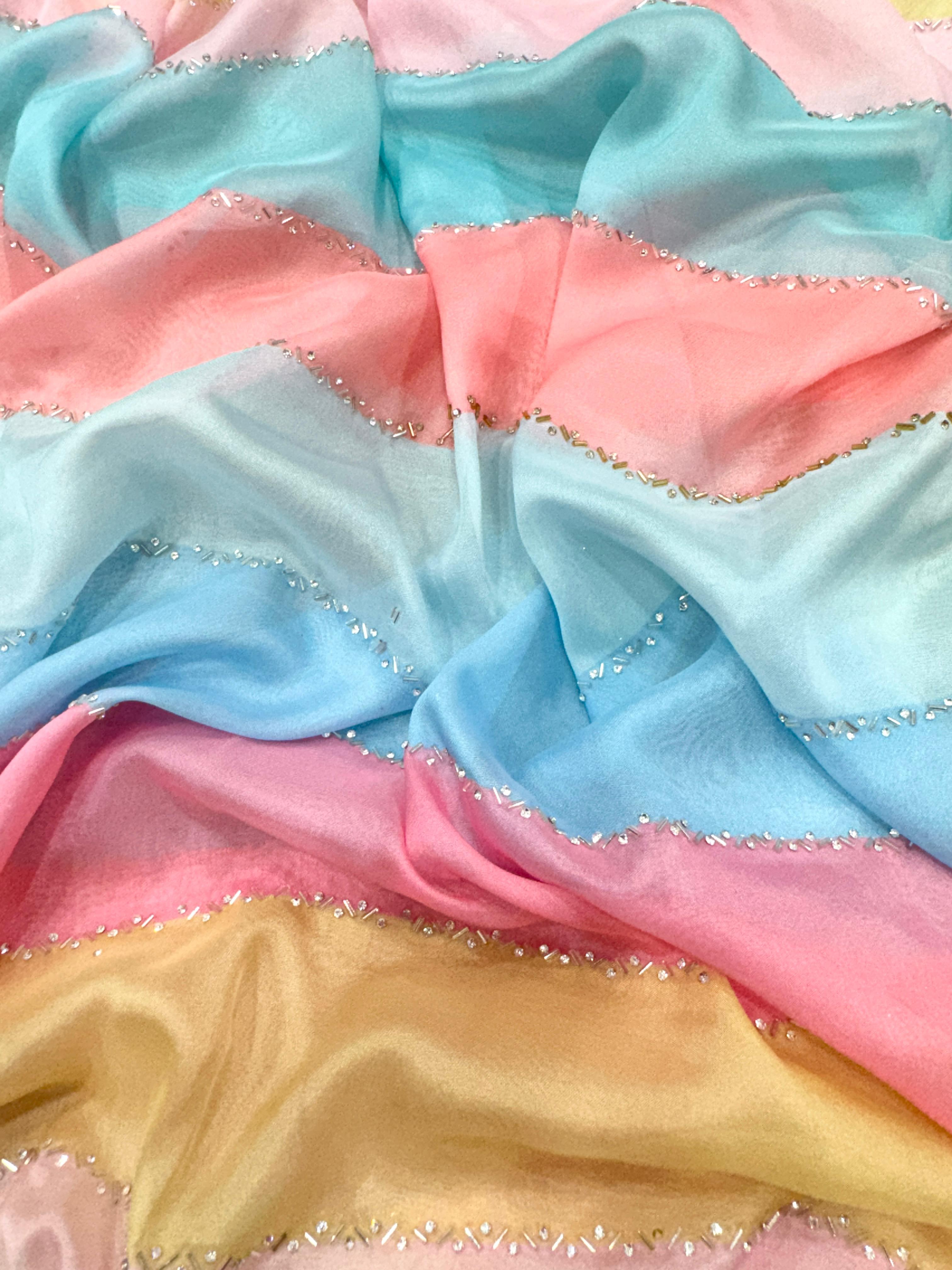 Trendy Multicolor Beautiful Printed Silk Saree