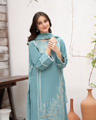Ravishing Sky Blue Roman Silk Sequence Work Straight Salwar Suit