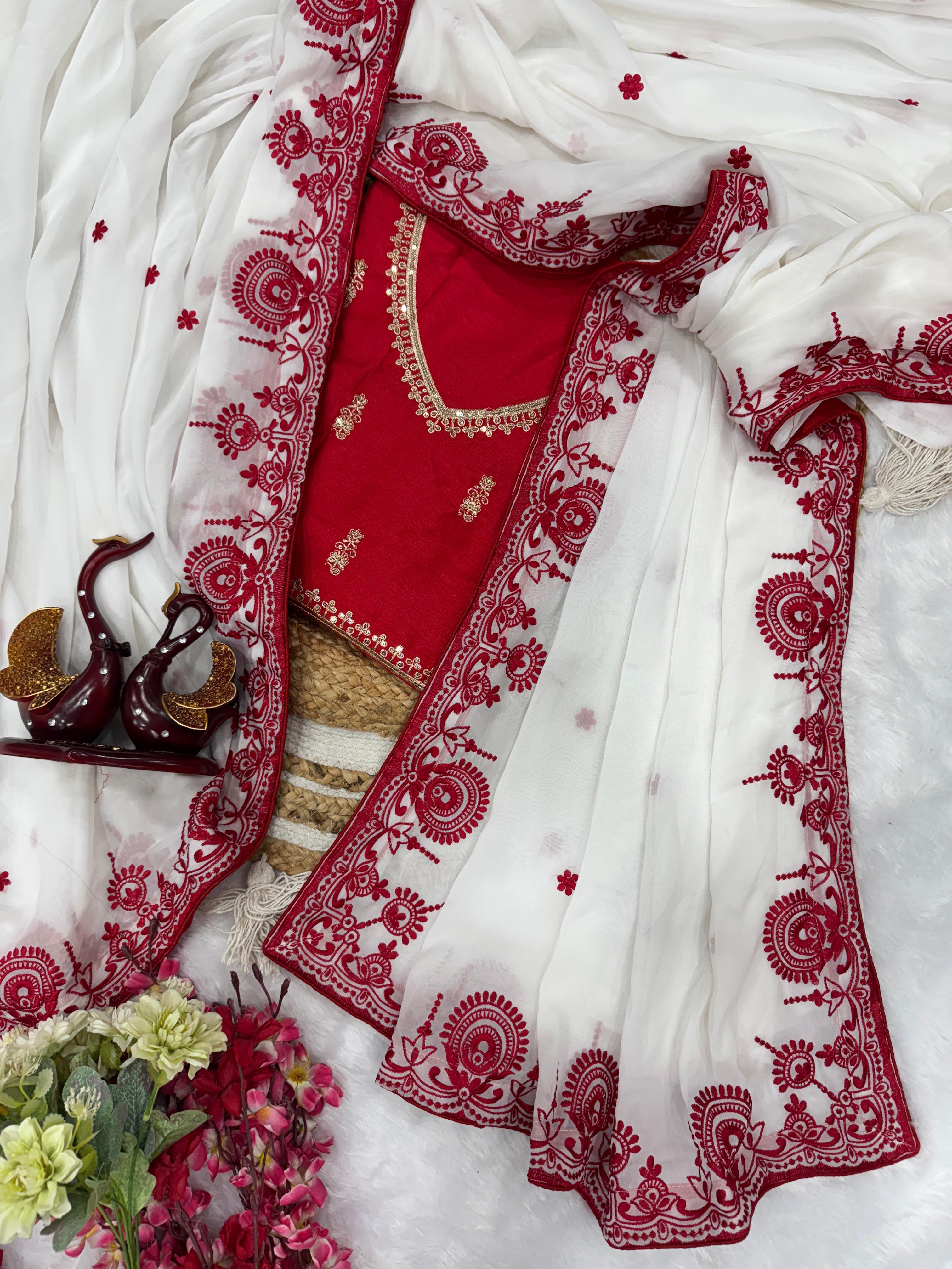Alluring White Rangoli Silk with Embroidery Saree