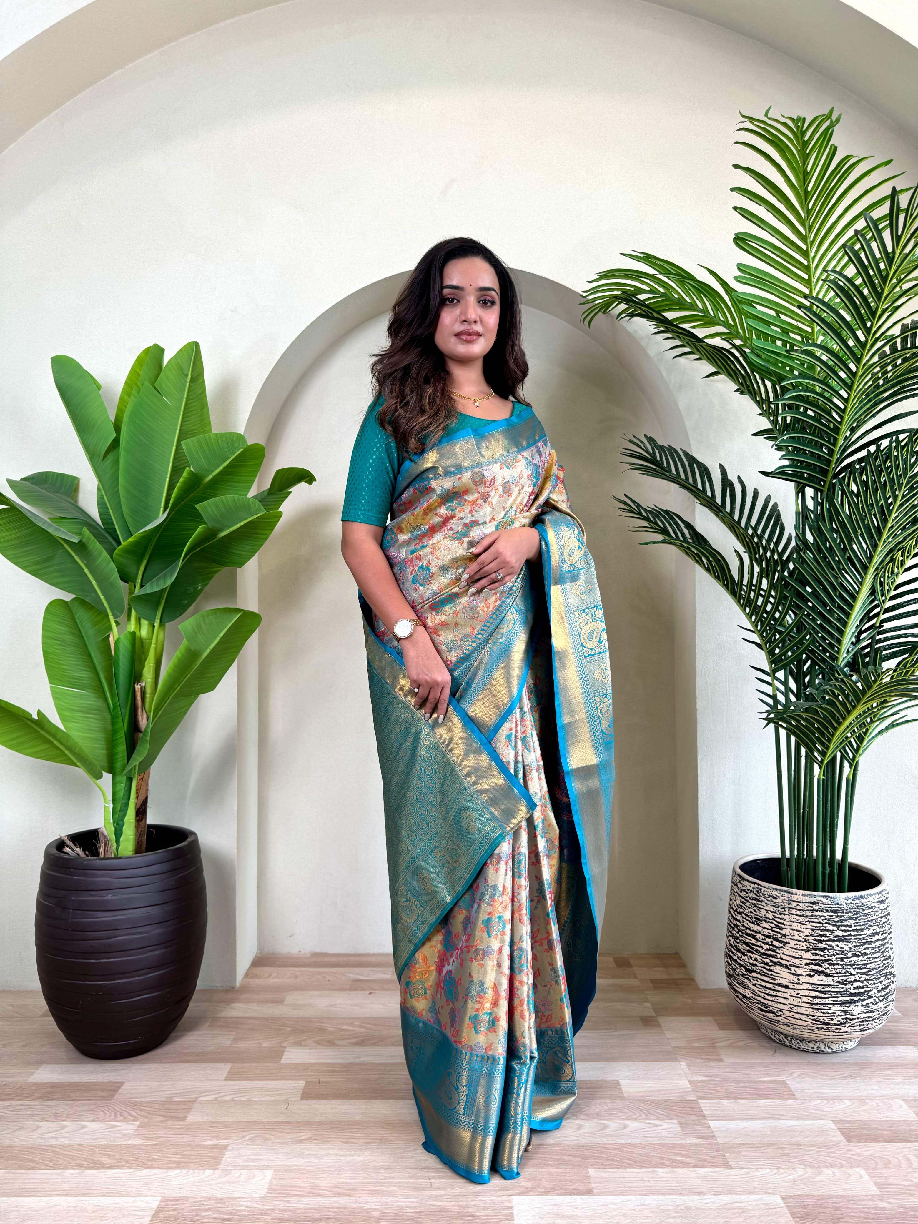Festival Wear Trendy Orange Silk Zari Saree
