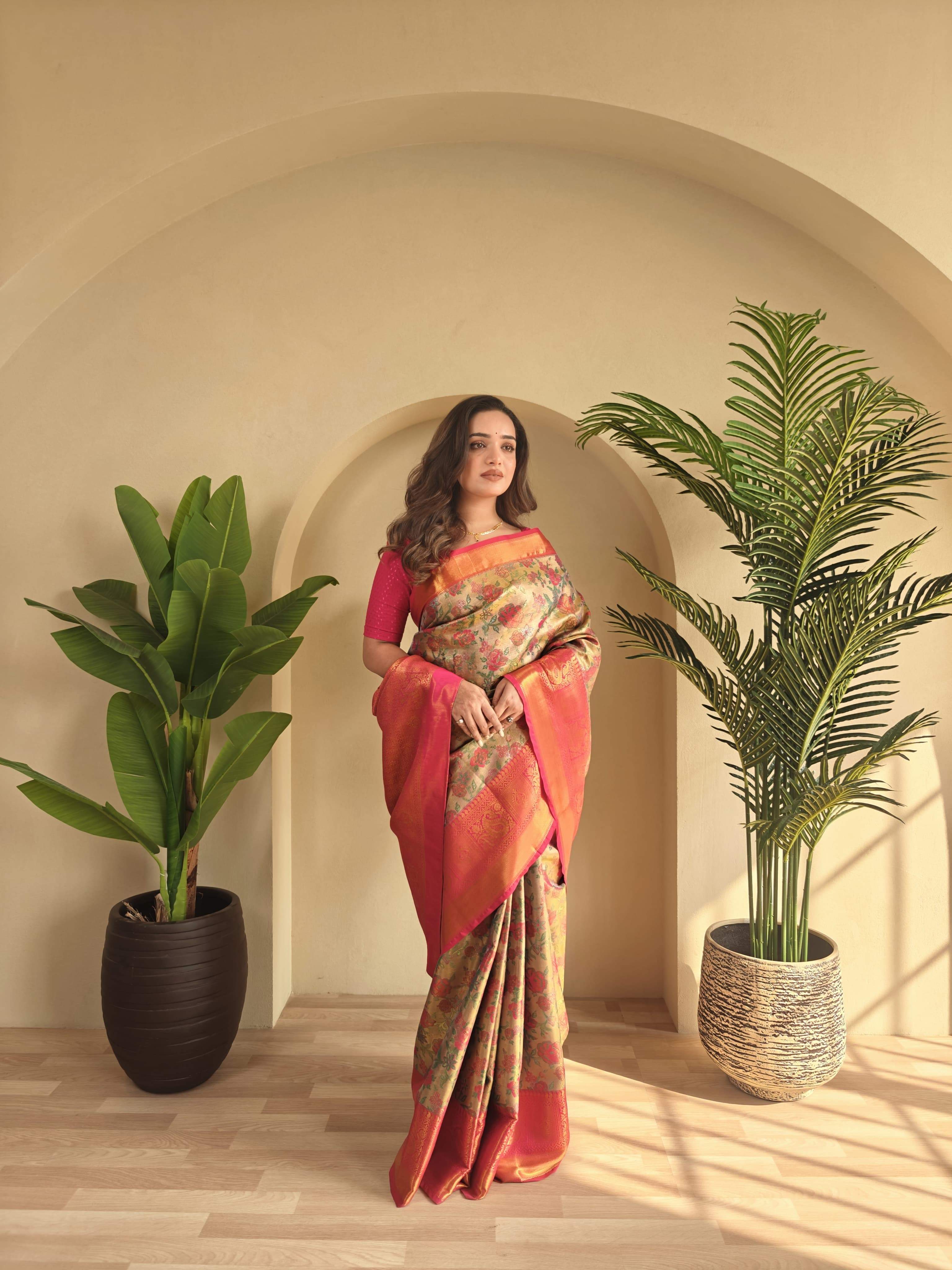 Festival Wear Trendy Orange Silk Zari Saree