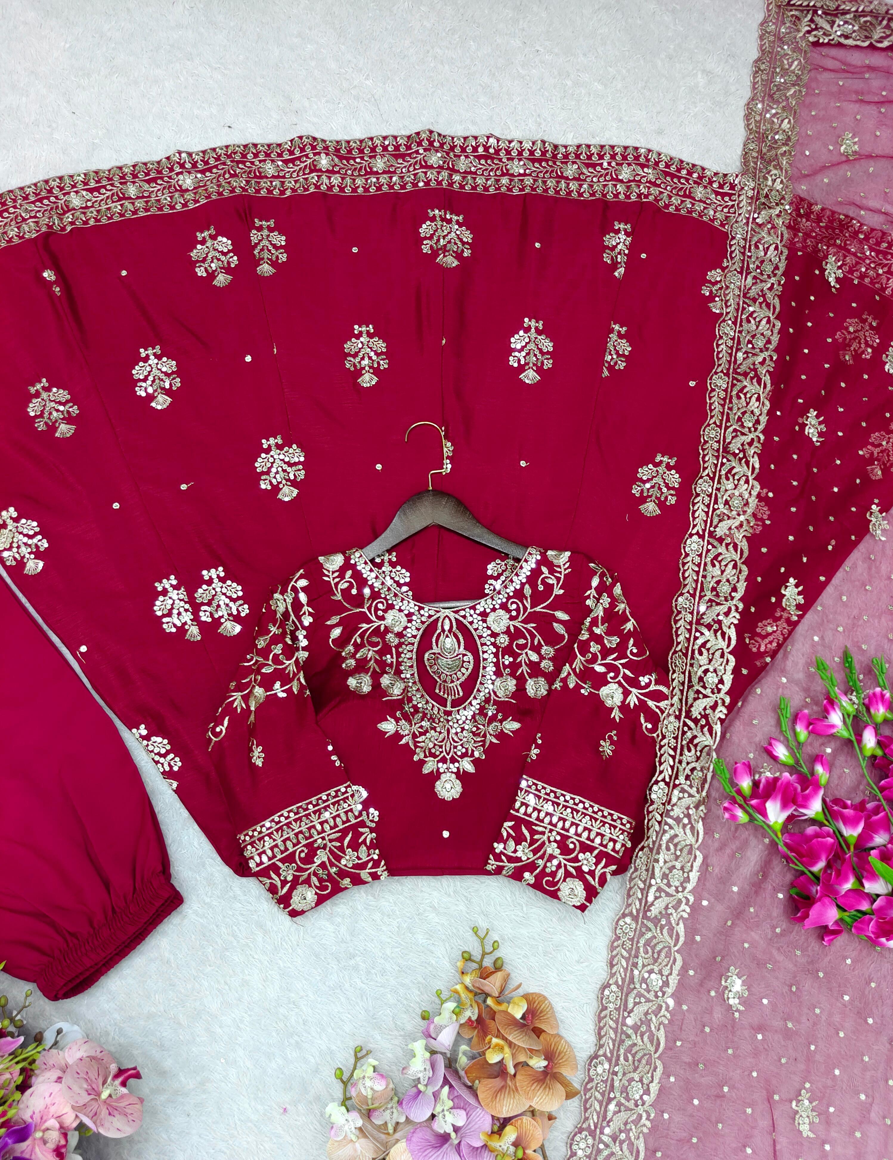 Ravishing Pink Color Sequence Work Gown