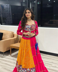 Lovely Pink Georgette Mirror Work Lehenga Choli
