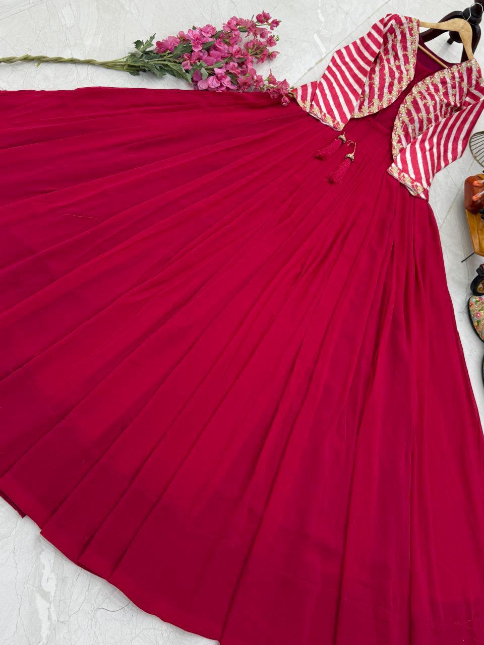 Awesome Pink Georgette Embroidery Sequence Gown