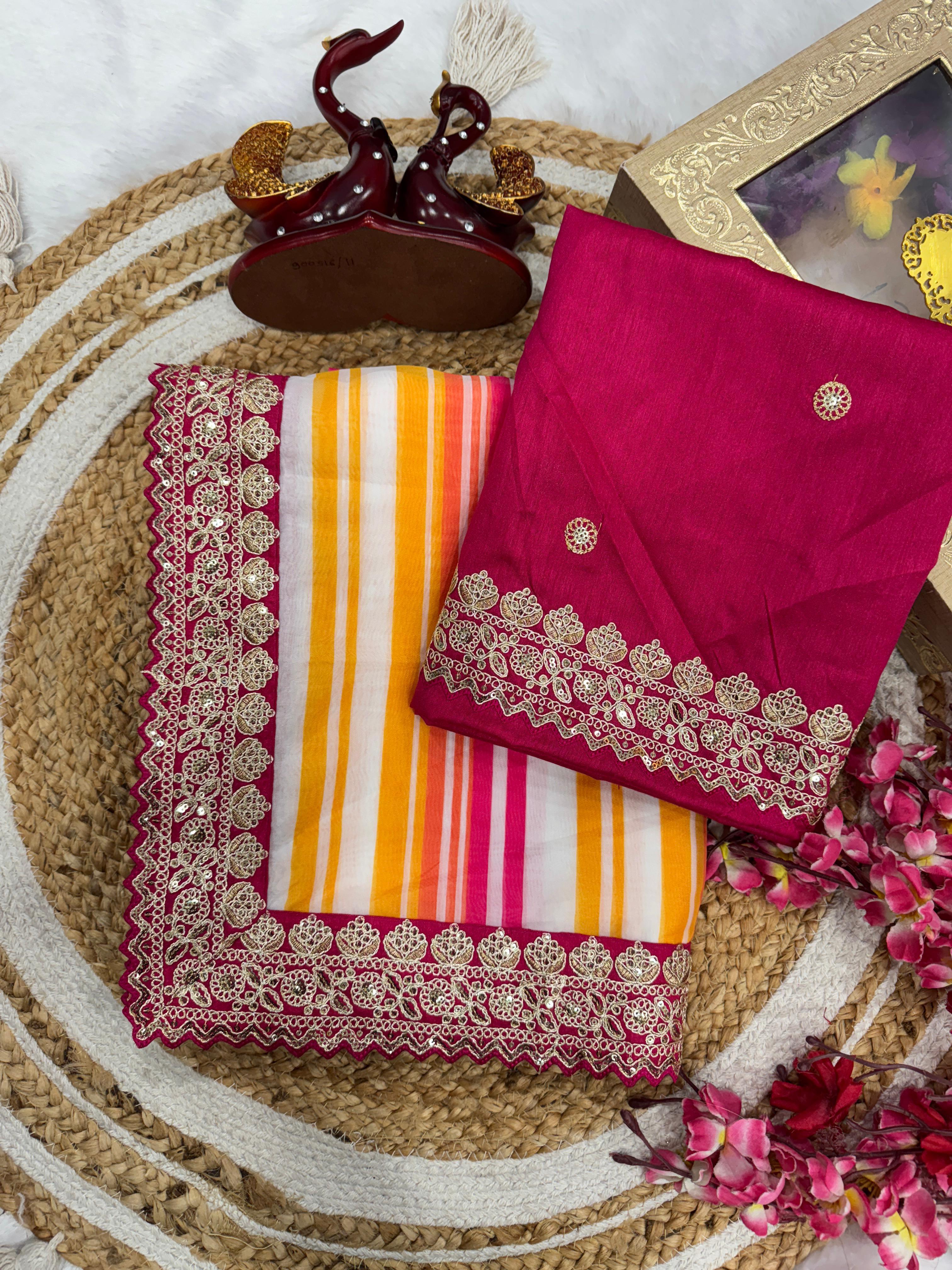 Exclusive Pink Tabby Silk Cording Work Saree