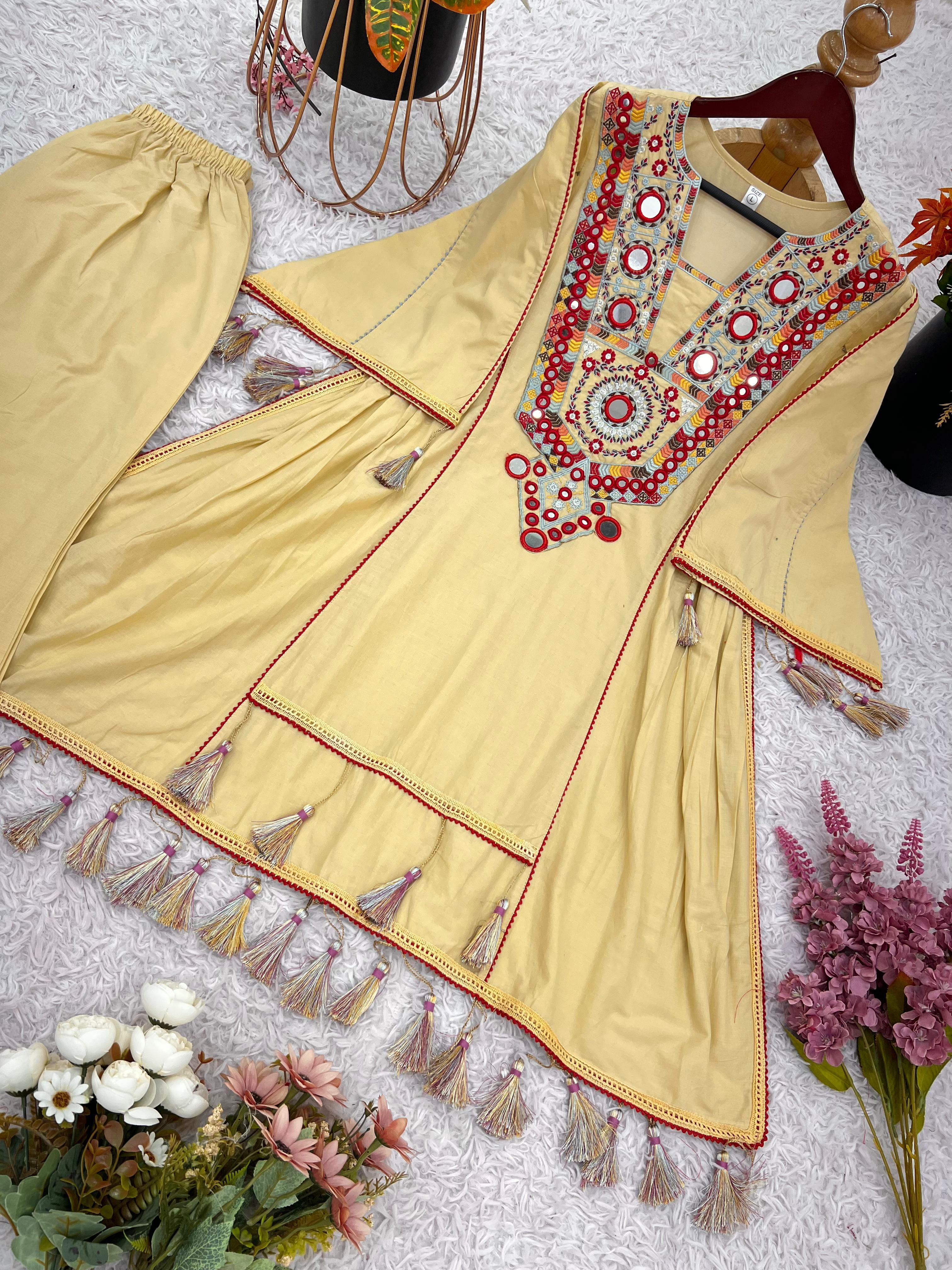 Trendy Yellow Color Embroidery Work Co-Ord Set