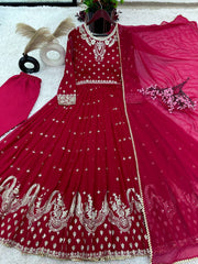 Buy Designer Embroidery Sequence Work Red color Gown