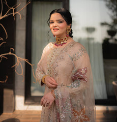 Stylish Peach Chinon Sequence Work Lehenga Choli With Top