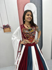 Lovely Multicolor Gamthi Work Lehenga Choli For Navratri