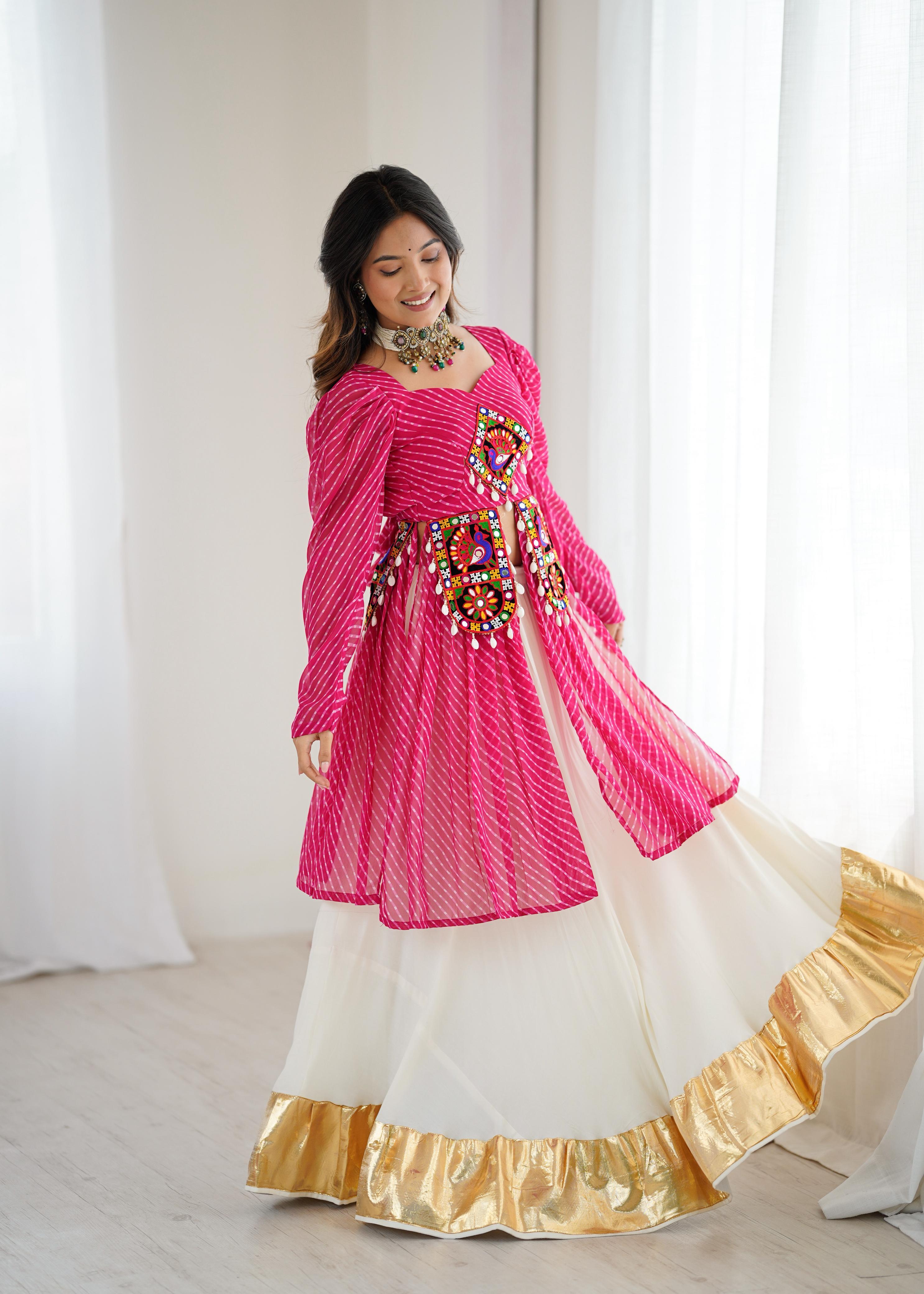 Navratri Collection Pink Color Georgette With Codi Work Lehenga Choli