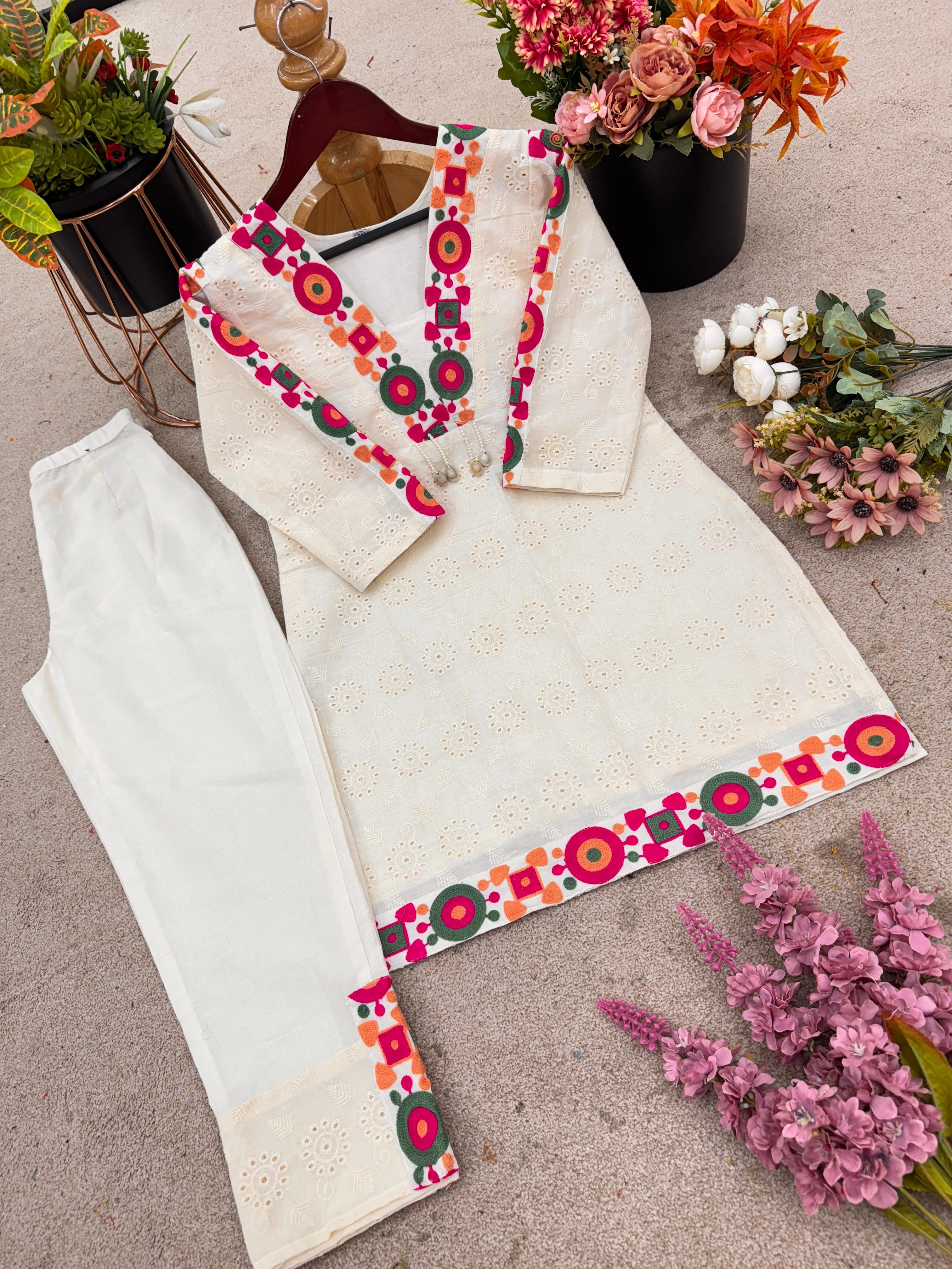 Trendy Cotton Thread Work Co-ord Set