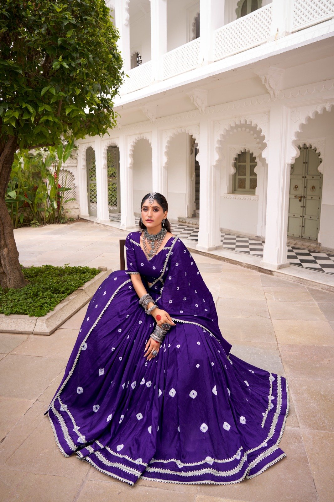 Gorgeous Red Color Chanderi Bandhej Lehenga Choli