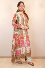 Ravishing Multi Color Chinon Silk Digital Print Straight Salwar Suit