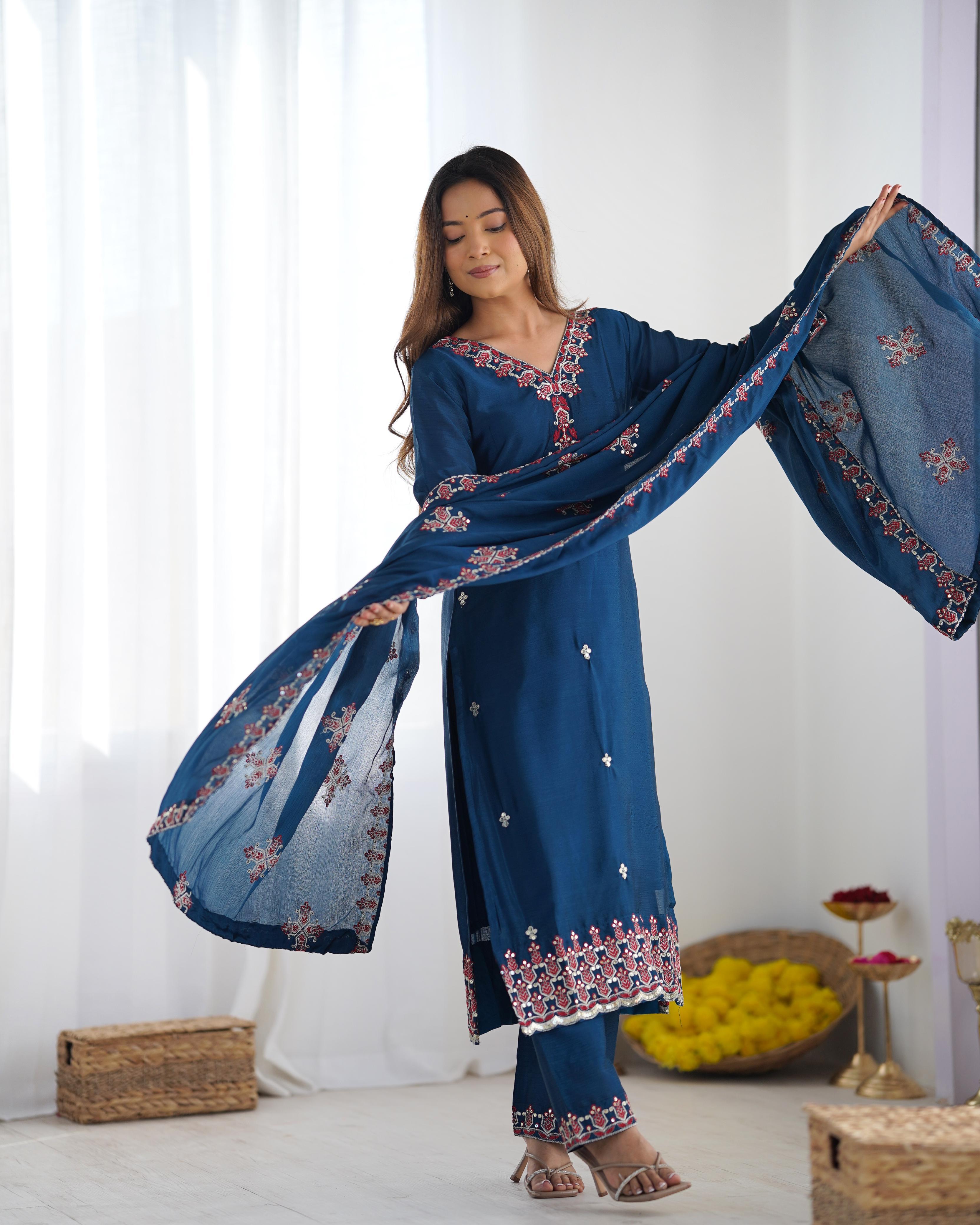 Amazing Pink Chinon Silk Sequence Work Anarkali Suit