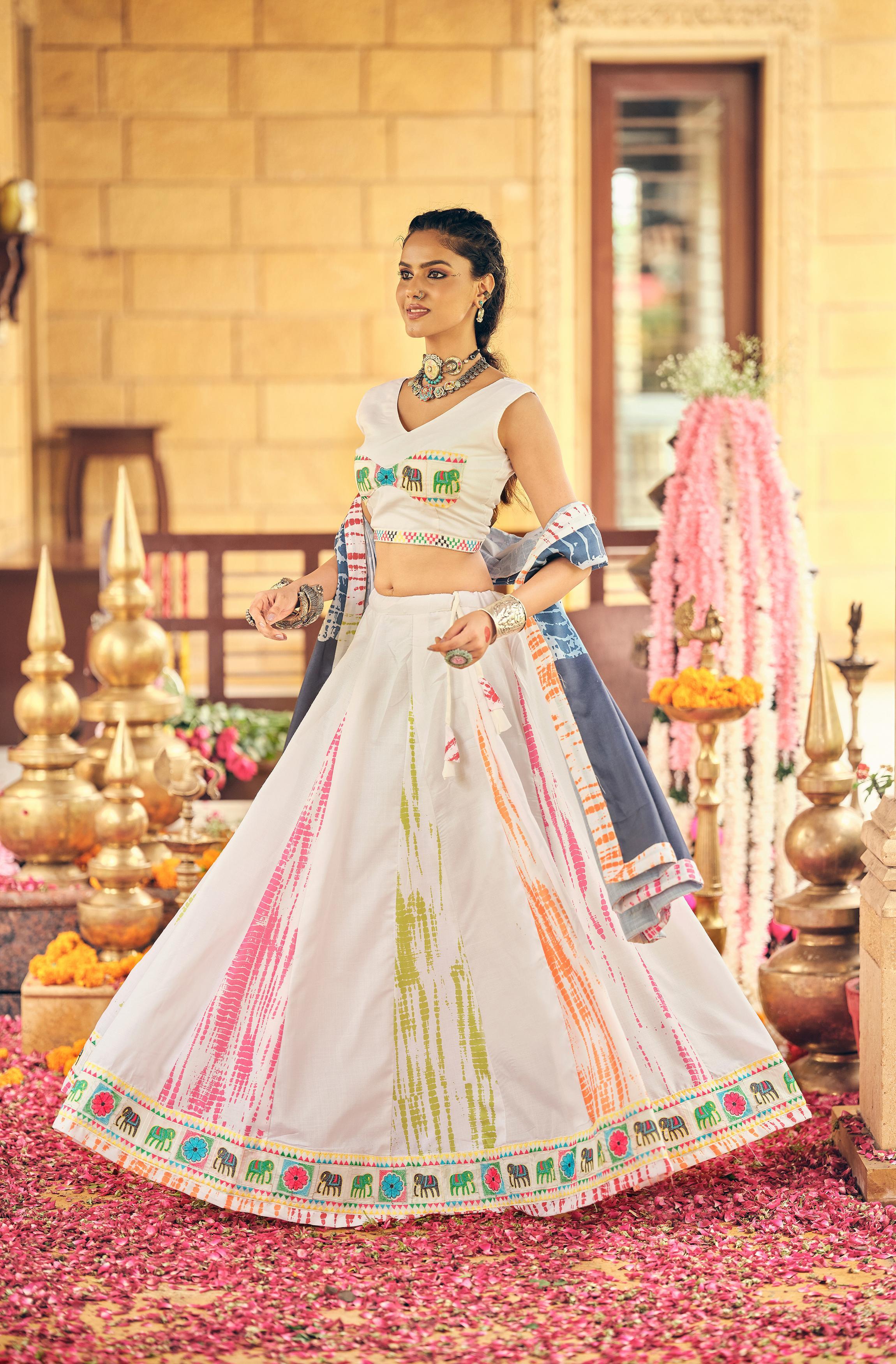 Lovely White Color Embroidery Work Lehenga Choli