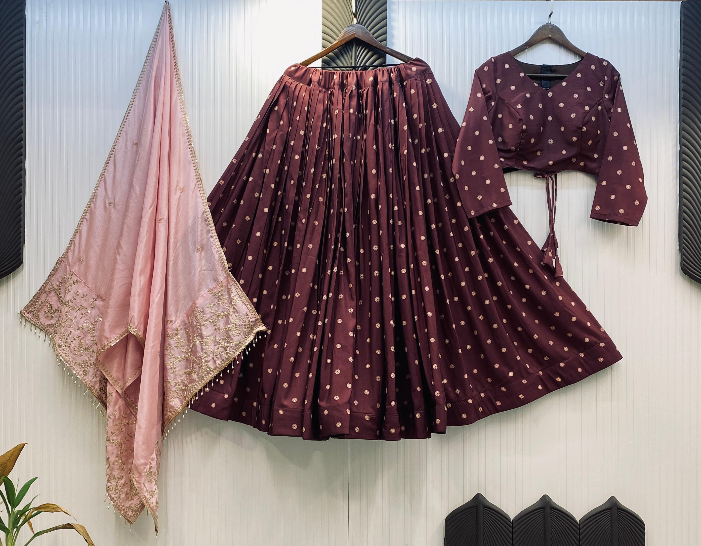 Maroon Poly Rayon Sequence Work Lehenga Choli For Navratri