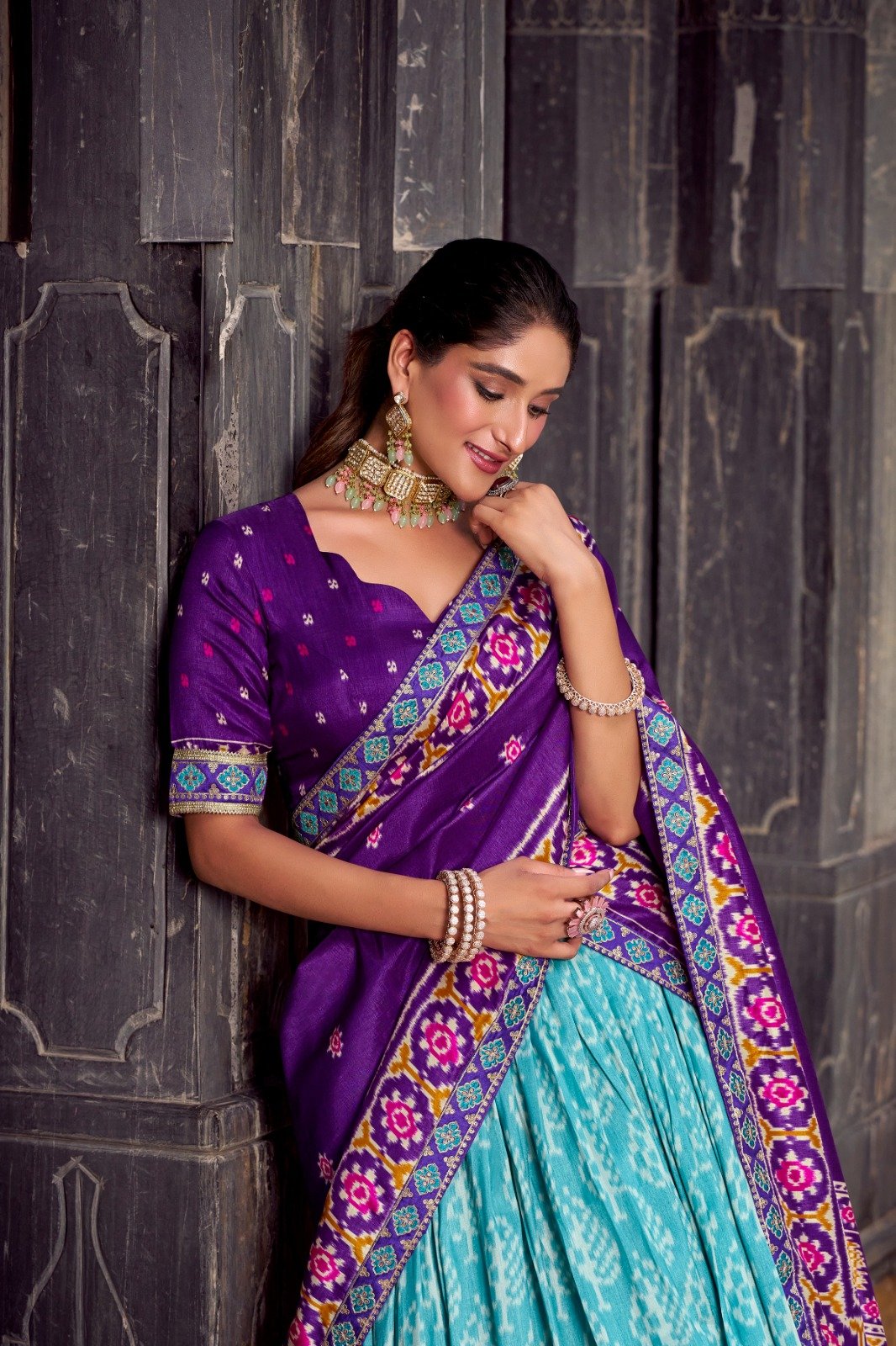 Amazing Sky Blue Embroidery Work Silk Lehenga Choli