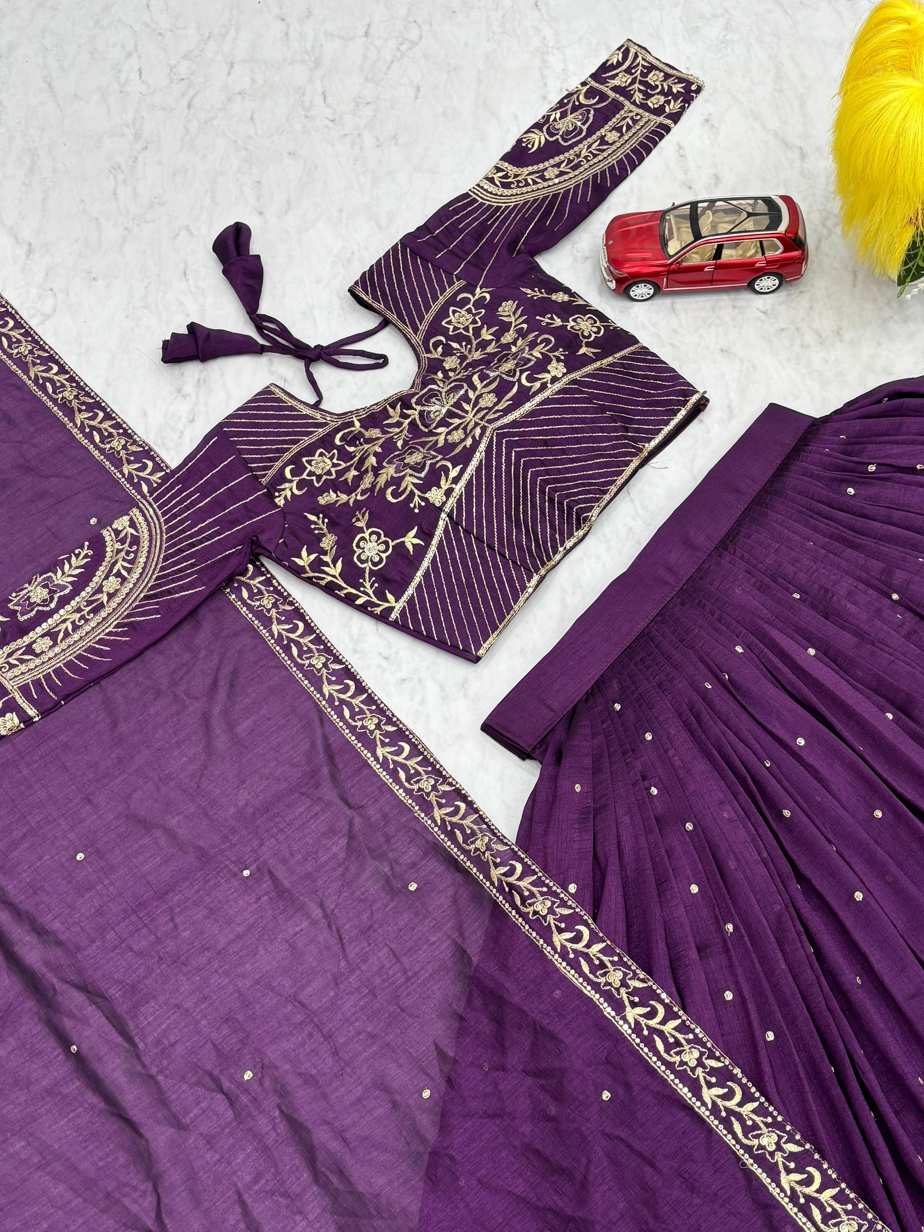 Purple Color Embroidery Heavy Work  Lehenga Choli
