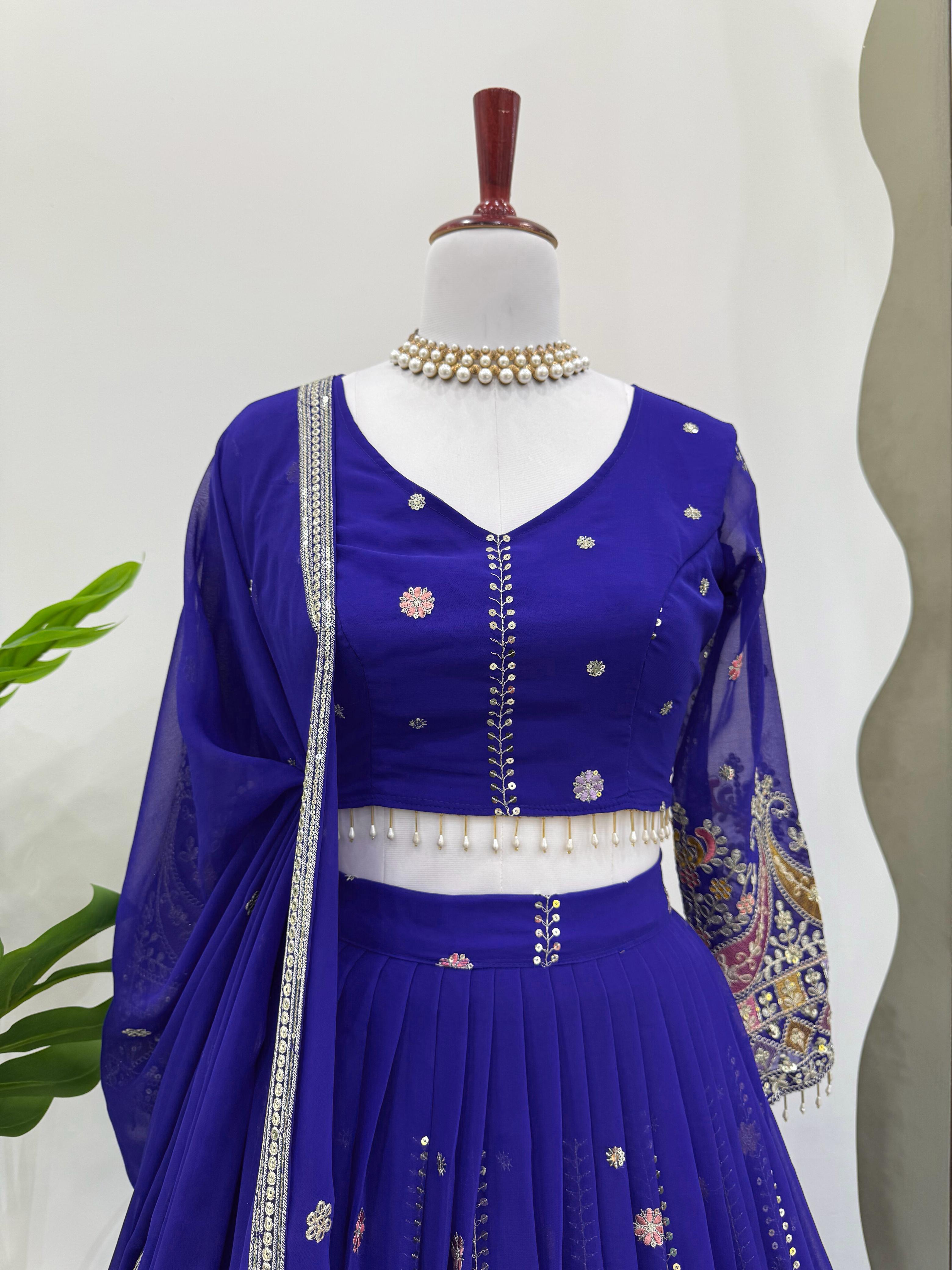 Glorious Pink Georgette Embroidered Heavy Work Lehenga Choli