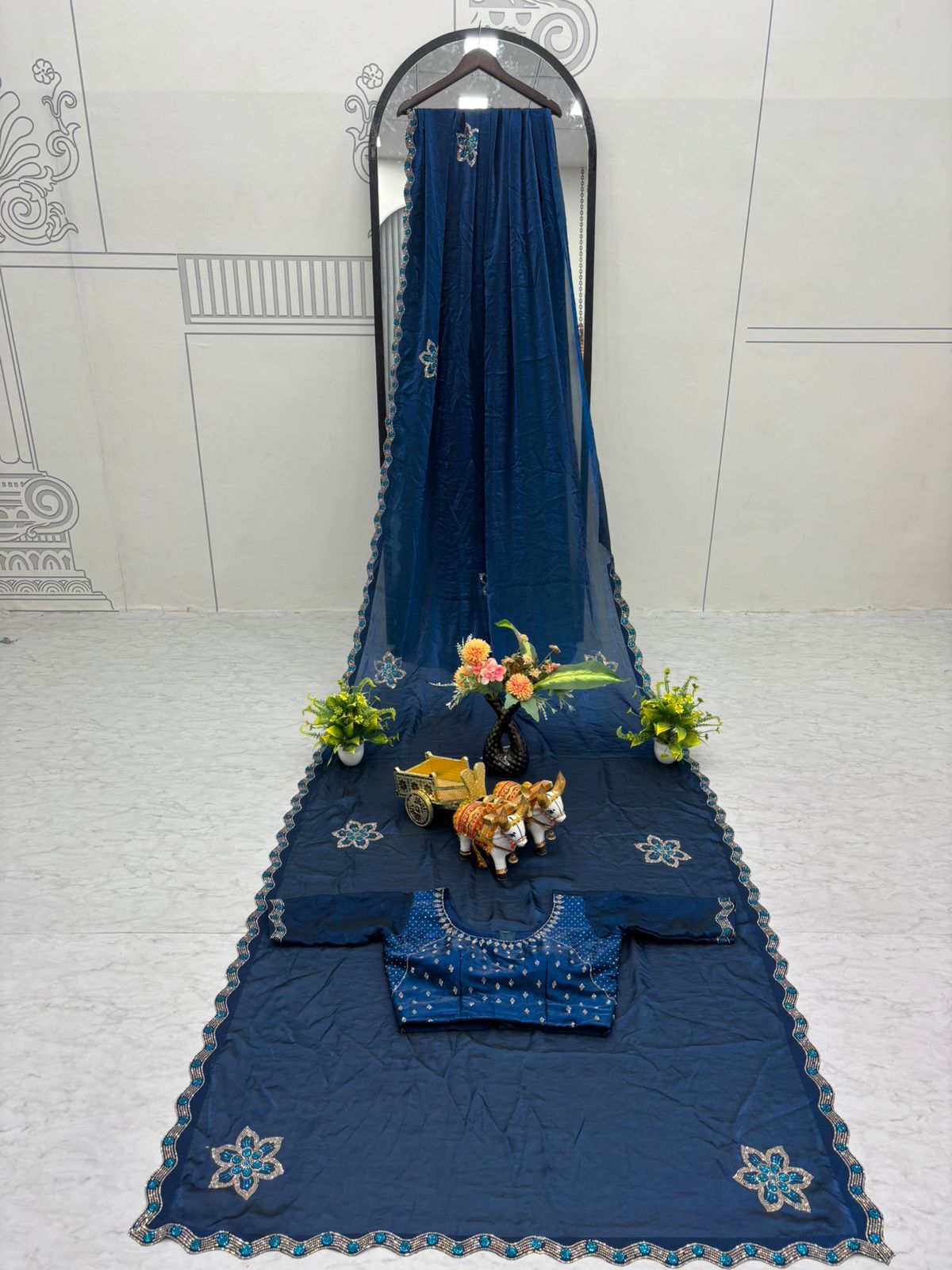 Ravishing Wine Fendi Silk Diamond Work Saree